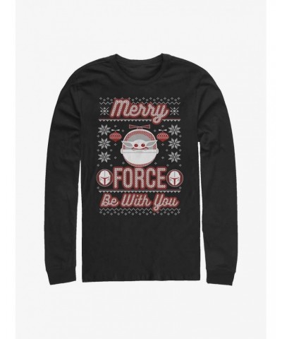 Star Wars The Mandalorian Merry Force The Child Long-Sleeve T-Shirt $11.58 T-Shirts