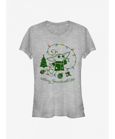 Star Wars The Mandalorian Merry Force The Child Girls T-Shirt $7.47 T-Shirts