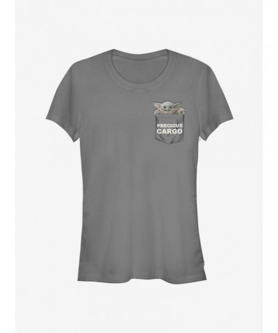 Star Wars The Mandalorian The Child Precious Cargo Faux Pocket Girls T-Shirt $8.47 T-Shirts